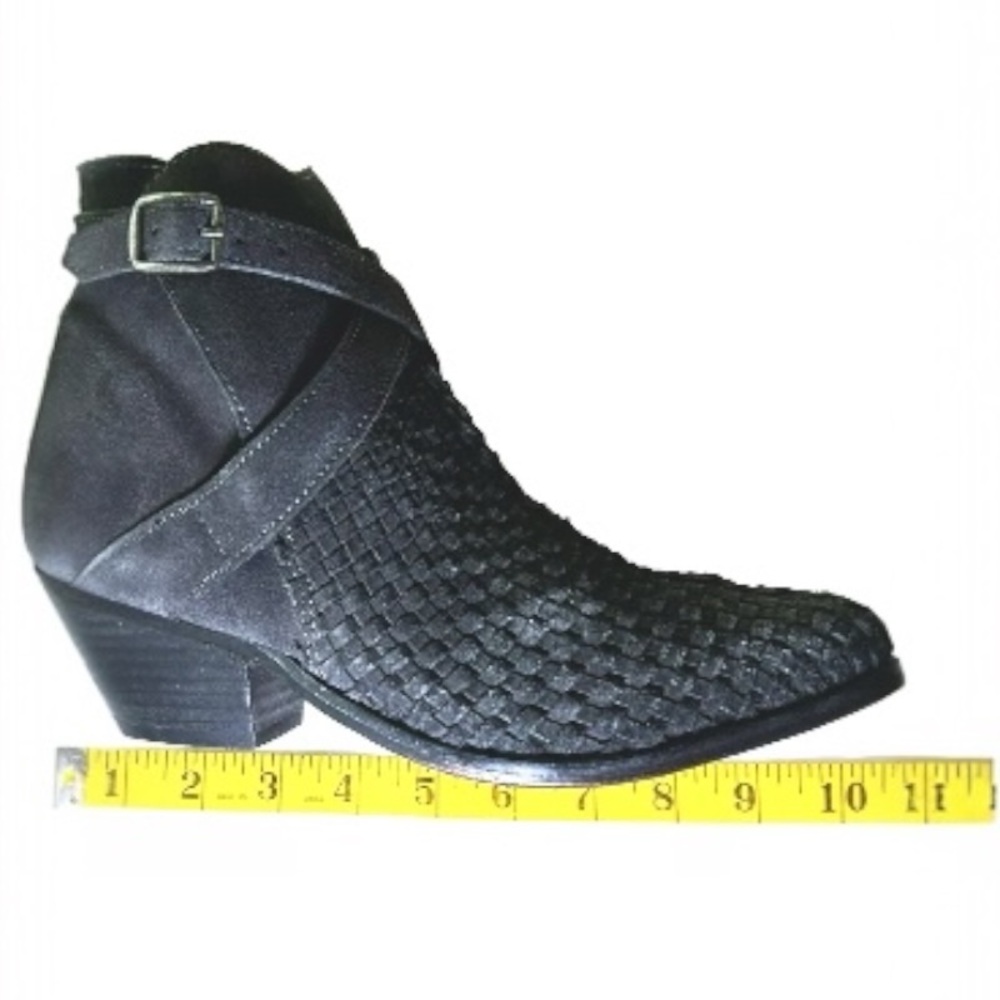 NIB $198 Free People Booties 8 Gray Distressed Western Hand Woven Leather 38 NEW